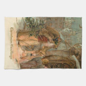 Vintager Goldvater Weihnachten und Engel Geschirrtuch (Horizontal)