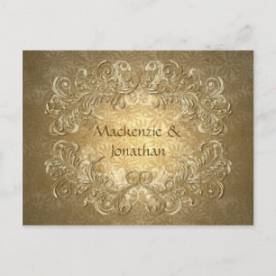 Vintager GoldWirbel auf Goldhintergrund rettet das Ankündigungspostkarte