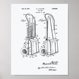 Vintager Golf Cart 1943 Patentkunst - Weißbuch Poster