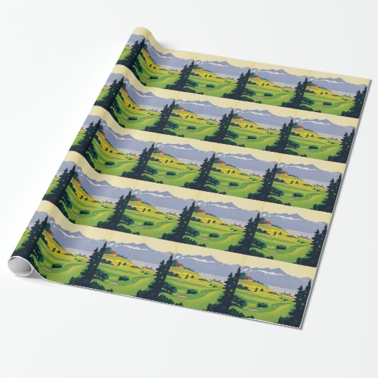 Vintager Golf Lausanne Geschenkpapier (Ungerollt)