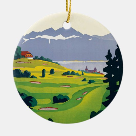 Vintager Golf Lausanne Keramik Ornament (Vorne)