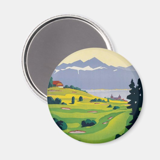 Vintager Golf Lausanne Magnet (Vorderseite/Rückseite)