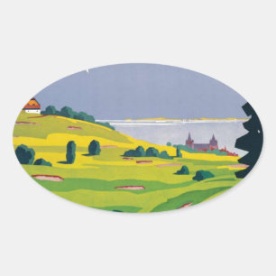 Vintager Golf Lausanne Ovaler Aufkleber