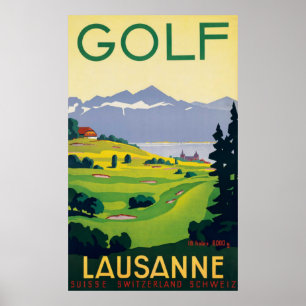 Vintager Golf Lausanne Poster