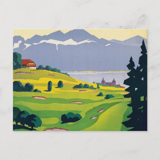 Vintager Golf Lausanne Postkarte (Vorderseite)