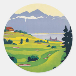 Vintager Golf Lausanne Runder Aufkleber