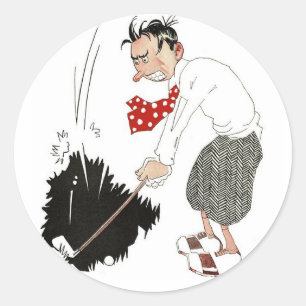 Vintager Golf Sports Spaß, Alberner Golfer Runder Aufkleber