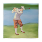 Vintager Golfer am Ufer Fliese (Vorderseite)