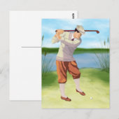 Vintager Golfer am Ufer Postkarte (Vorne/Hinten)