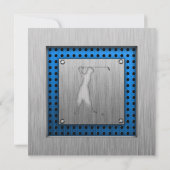 Vintager Golfer Metallaussehen Einladung (Rückseite)