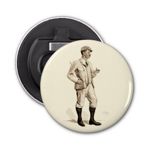 Vintager Golfer mit Tabakpfeifen und Stiefeln Flaschenöffner