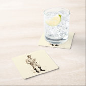 Vintager Golfer mit Tabakpfeifen und Stiefeln Rechteckiger Pappuntersetzer (Vor Ort)