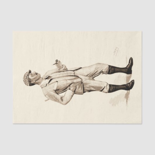 Vintager Golfer mit Tabakpfeifen und Stiefeln Seidenpapier (Vorderseite)