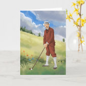 Vintager Golfspieler Karte (Gelbe Blume)