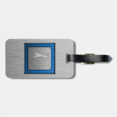 Vintager Golfspieler; Metall-Blick Gepäckanhänger (Rückseite horizontal)