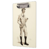 Vintager Golfspieler mit Tabakpfeife und Stiefeln Klemmbrett (Links)
