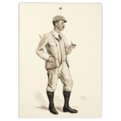 Vintager Golfspieler mit Tabakpfeife und Stiefeln Klemmbrett (Rückseite)