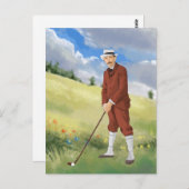 Vintager Golfspieler Postkarte (Vorne/Hinten)