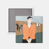 Vintager Golfspieler von Edward Penfield. Magnet (Vorderseite/Rückseite)