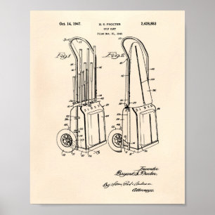 Vintager Golfwagen 1943 Patentart - Alter Peper Poster