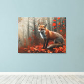 Vintager Gorgeous Red Fox Herbstblätter 32x24 Leinwanddruck (Insitu (Holzboden))