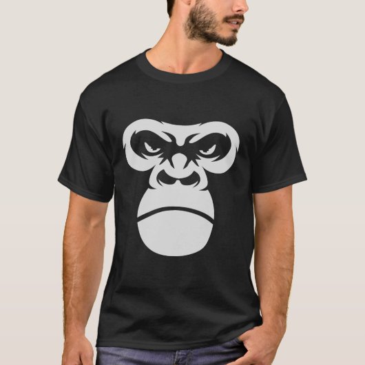 Vintager Gorilla-Gesicht Schwarz-Weiß T-Shirt (Vorderseite)