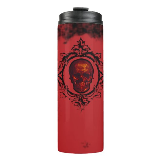 Vintager Gothic Black & Red Skull Thermosbecher (Vorderseite)