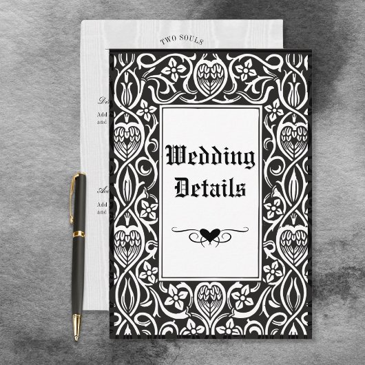 Vintager Gothic Black & White Roycroft Frame Begleitkarte