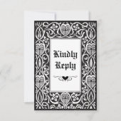 Vintager Gothic Black & White Roycroft Frame RSVP Karte (Vorderseite)