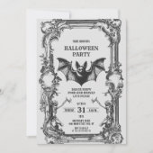 Vintager Gothic-Rahmen mit Bat und Skelett Einladung (Vorderseite)
