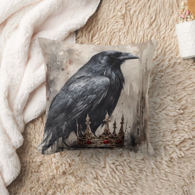 Vintager gotischer Halloween-Riesenvogel Kissen (Decke)