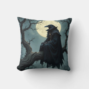 Vintager gotischer Halloween-Riesenvogel Kissen