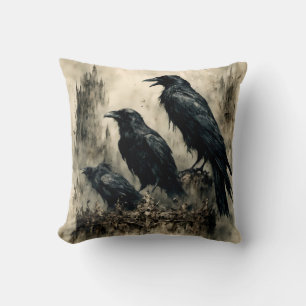 Vintager gotischer Halloween-Riesenvogel Kissen