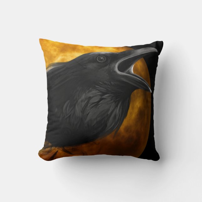 Vintager gotischer Halloween-Riesenvogel Kissen (Vorderseite)