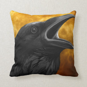 Vintager gotischer Halloween-Riesenvogel Kissen