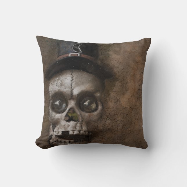 Vintager gotischer Halloween-Schädel Kissen (Vorderseite)