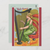 Vintager Gott Rettete Old Ireland Harpist Postkarte (Vorne/Hinten)