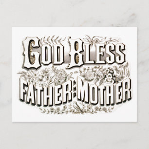 Vintager Gott segne Vater und Mutter Gebet 1876 Postkarte