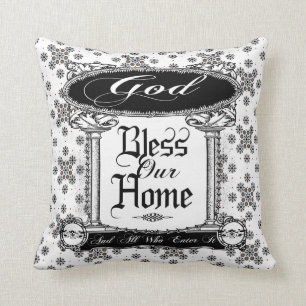 Vintager Gott segnen unser Zuhausekissenkissen Kissen