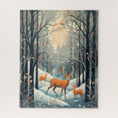 Vintager Gouache Winterhirsch 16x20 Puzzle (Vertikal)
