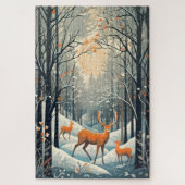 Vintager Gouache Winterhirsch 20x30 Puzzle (Vertikal)