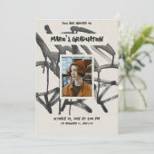 Vintager Graffiti-Foto-Abschluss Einladung (Stehend Vorderseite)