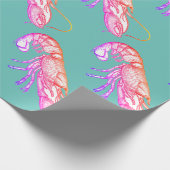 Vintager grafischer Hummer in aquamarin Geschenkpapier (Ecke)