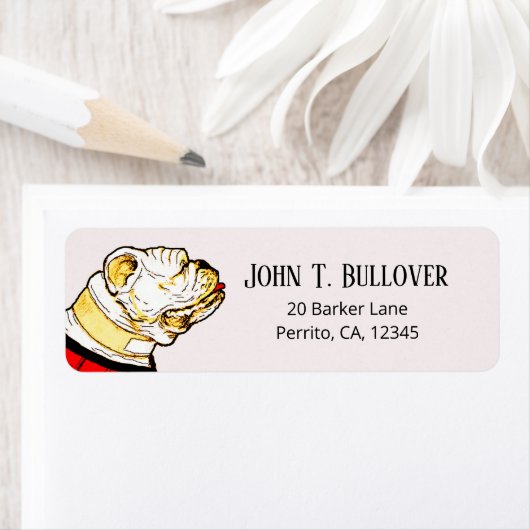 Vintager Grafischer Weißer Bulldogge (Insitu)