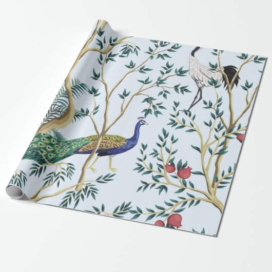Vintager Granatapfelfruchtbaum, exotischer Vogel Geschenkpapier (Ungerollt)