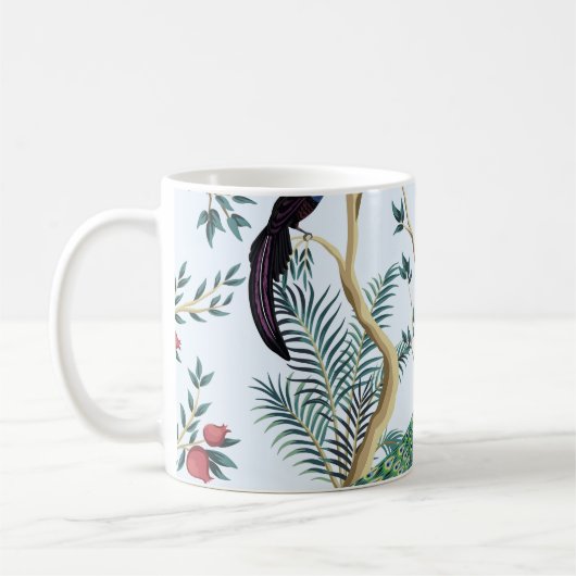 Vintager Granatapfelfruchtbaum, exotischer Vogel Kaffeetasse (Links)