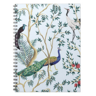 Vintager Granatapfelfruchtbaum, exotischer Vogel Notizblock