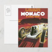 Vintager Grand Prix Monaco Postkarte (Vorne/Hinten)