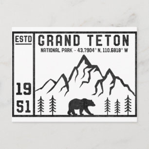 Vintager Grand Teton Nationalpark Wyoming Postkarte