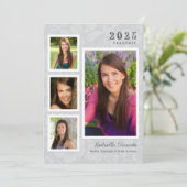 Vintager grauer Abschluss Einladung (Stehend Vorderseite)